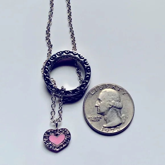 👯‍♀️ “Best Friends” Pink Heart 🩷 Necklace & Removable Ring Set by Cookie Lee - Picture 6 of 11
